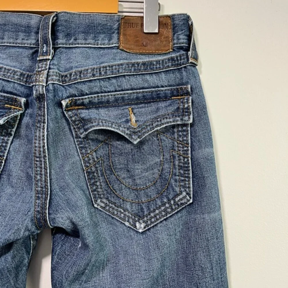 True Religion Men’s Straight Distressed Jeans – Size 30, Made in USA